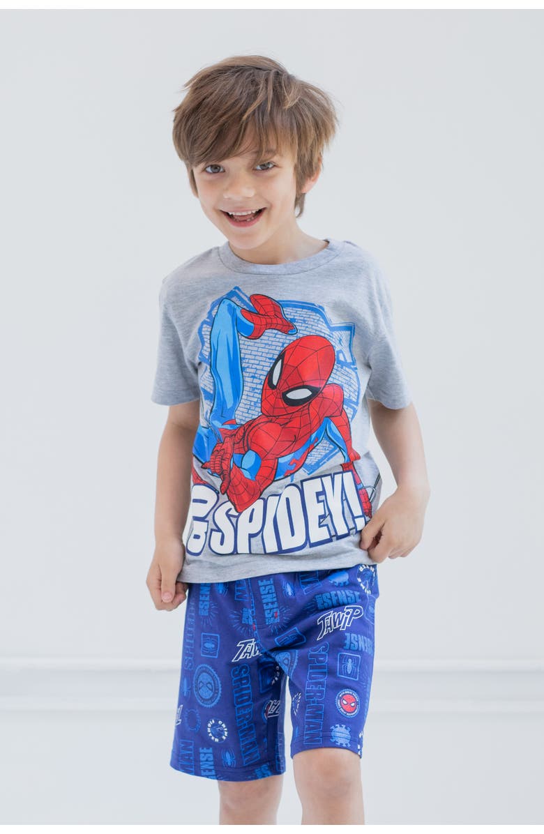 Marvel 2-Piece T-Shirt and Shorts Set, Alternate, color, Spider Man Grey Blue
