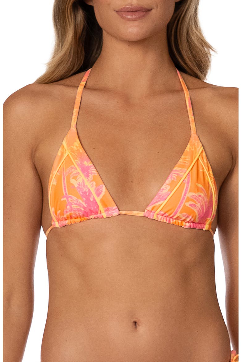 Dreamy Tropic Triangle Bikini Top, Alternate, color, PINK
