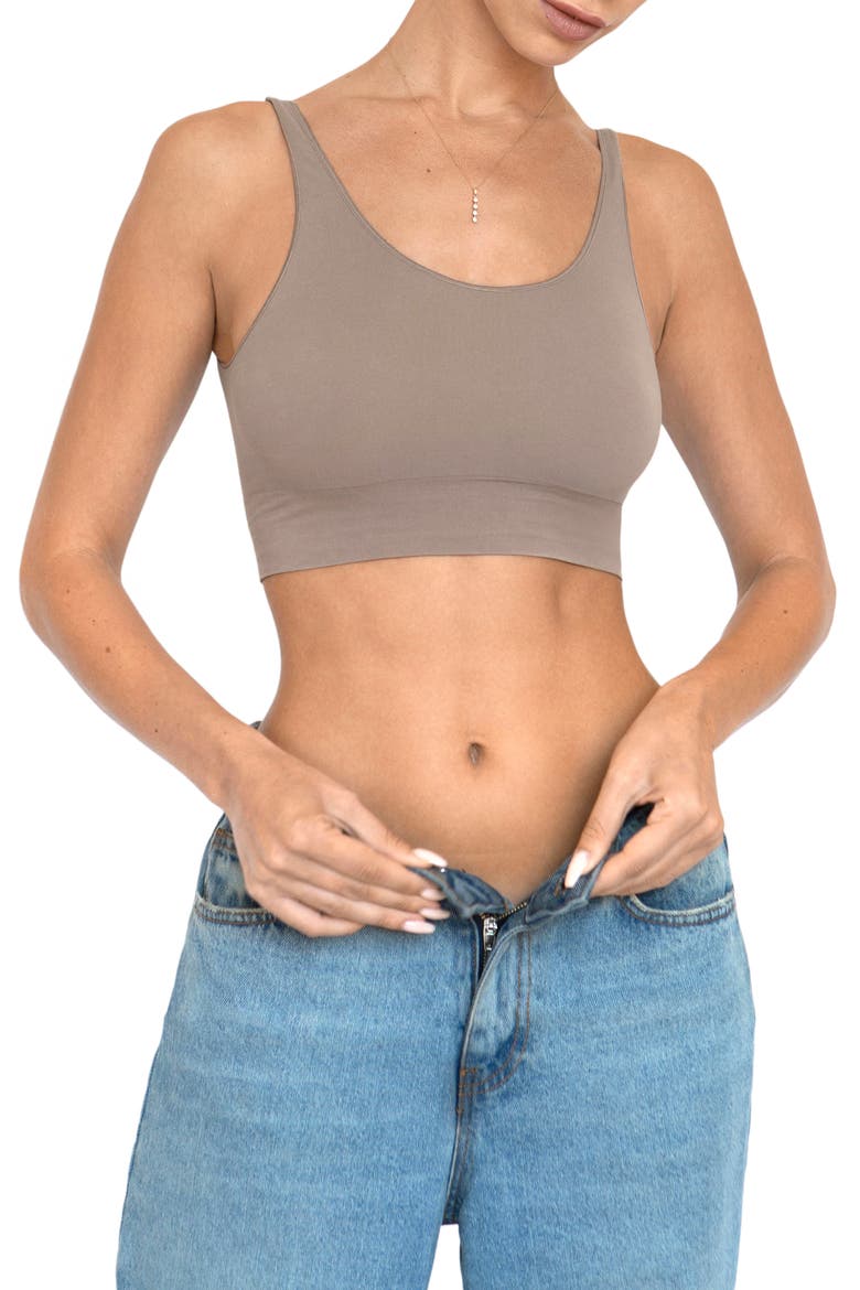 Seamless Smooth Scoop Neck Top, Main, color, Mocca