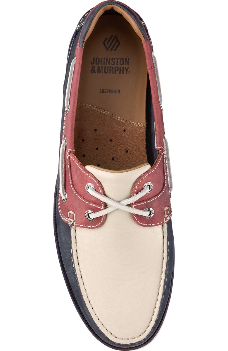Johnston & Murphy Ventura Boat Shoe, Alternate, color, Red/ White/ Blue Full Grain