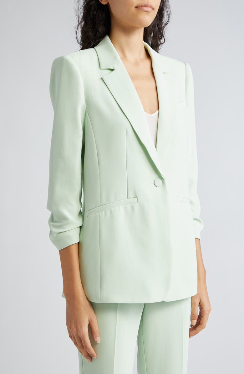 Cinq à Sept Khloe Ruched Sleeve Blazer, Alternate, color, Peridot