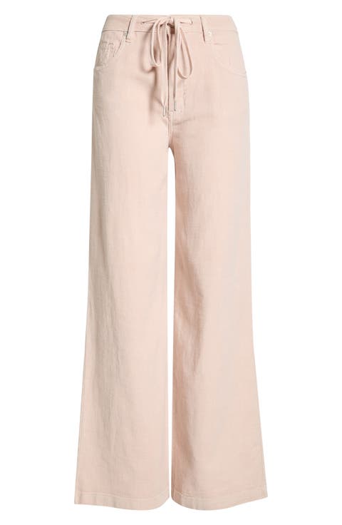 Low Rise Cotton & Linen Pants