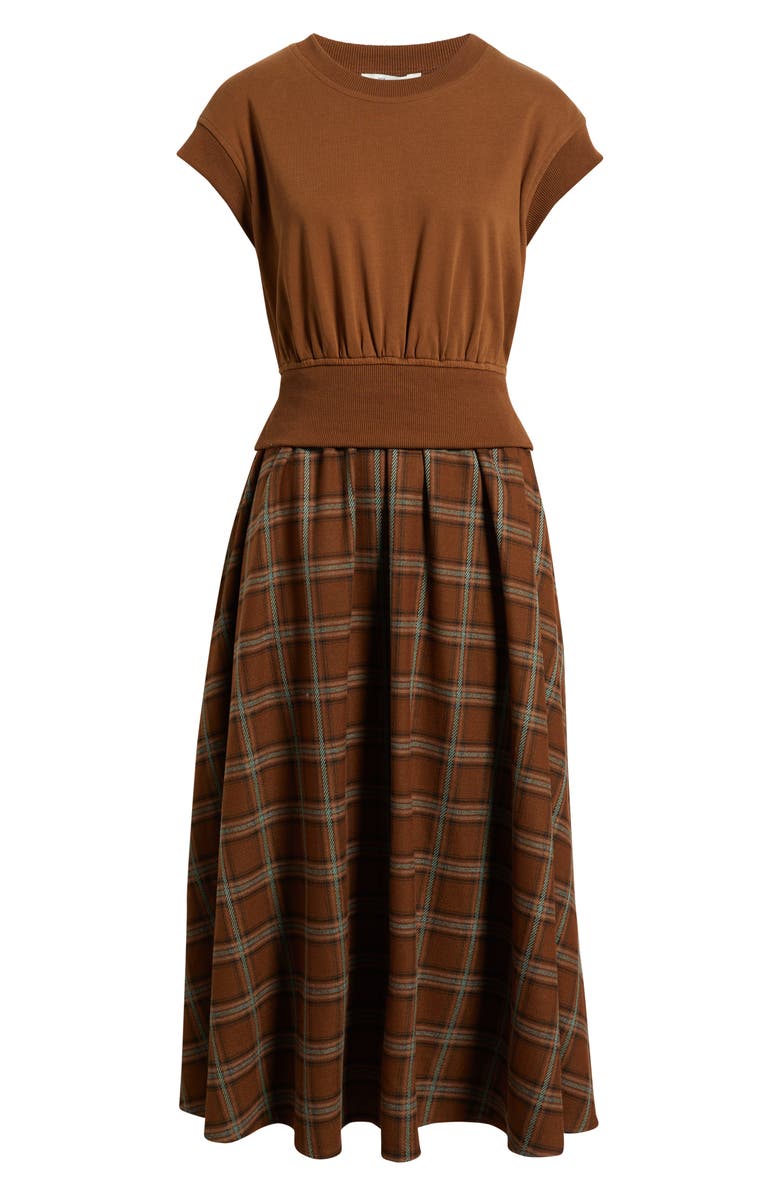 ZOE AND CLAIRE Short Sleeve French Terry Maxi Dress, Alternate, color, Brown