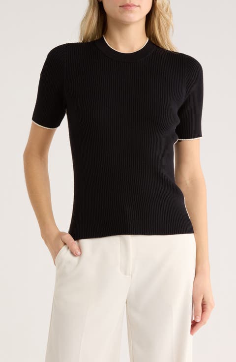 Mozza Short Sleeve Cotton Rib Sweater