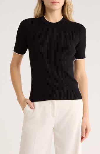 French Connection Mozza Short Sleeve Cotton Rib Sweater