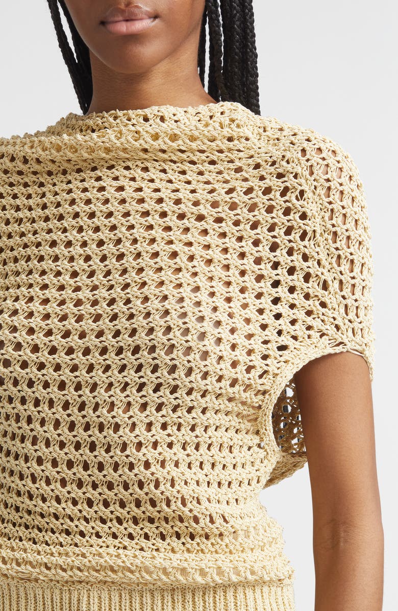 OSSOU Reid Organic Cotton Blend Crochet Sweater, Alternate, color, Butter