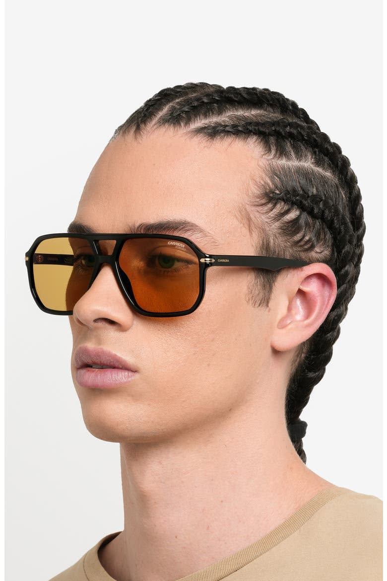 59mm Square Sunglasses, Alternate, color, BLACK YELLOW