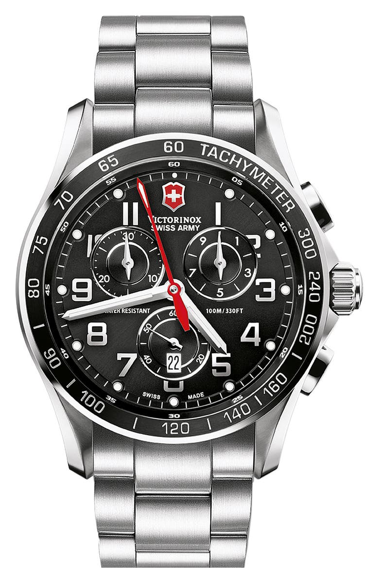 Victorinox Swiss Army<sup>®</sup> 'Chrono Classic XLS' Stainless Steel Bracelet Watch, 45mm, Main, color,
