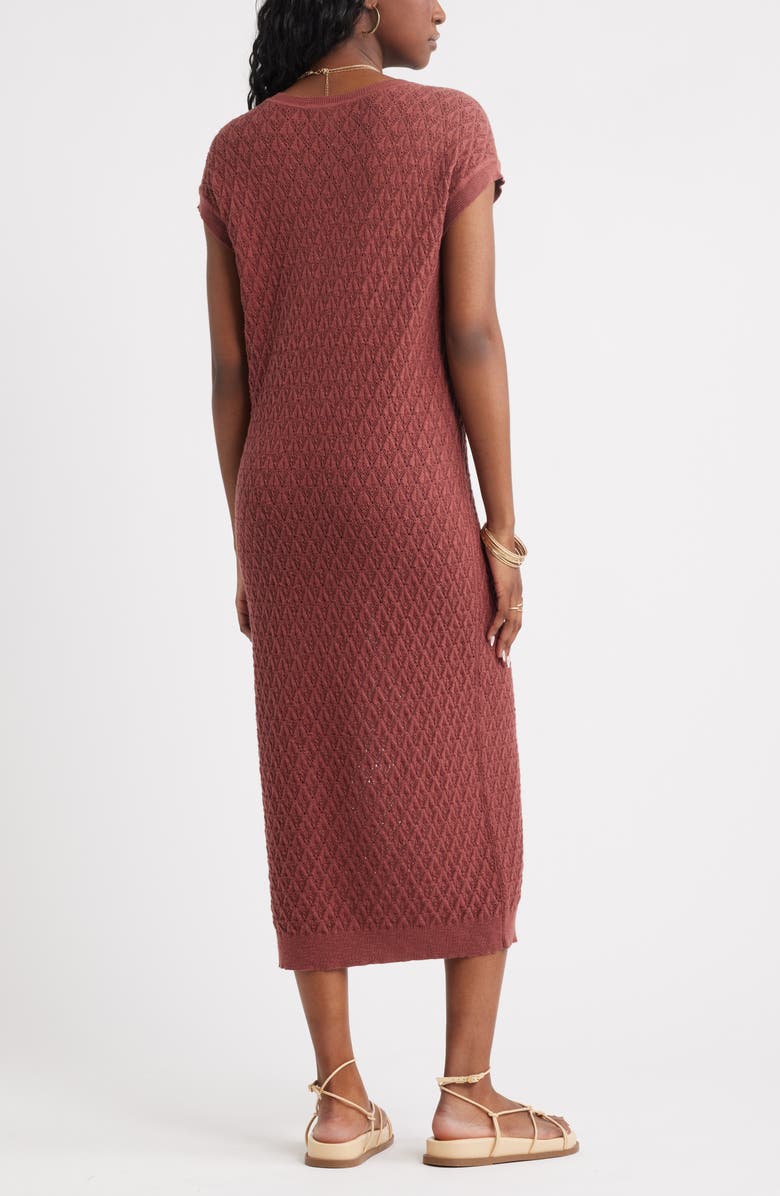 Treasure & Bond Pointelle Midi Sweater Dress, Alternate, color, Brown Sable