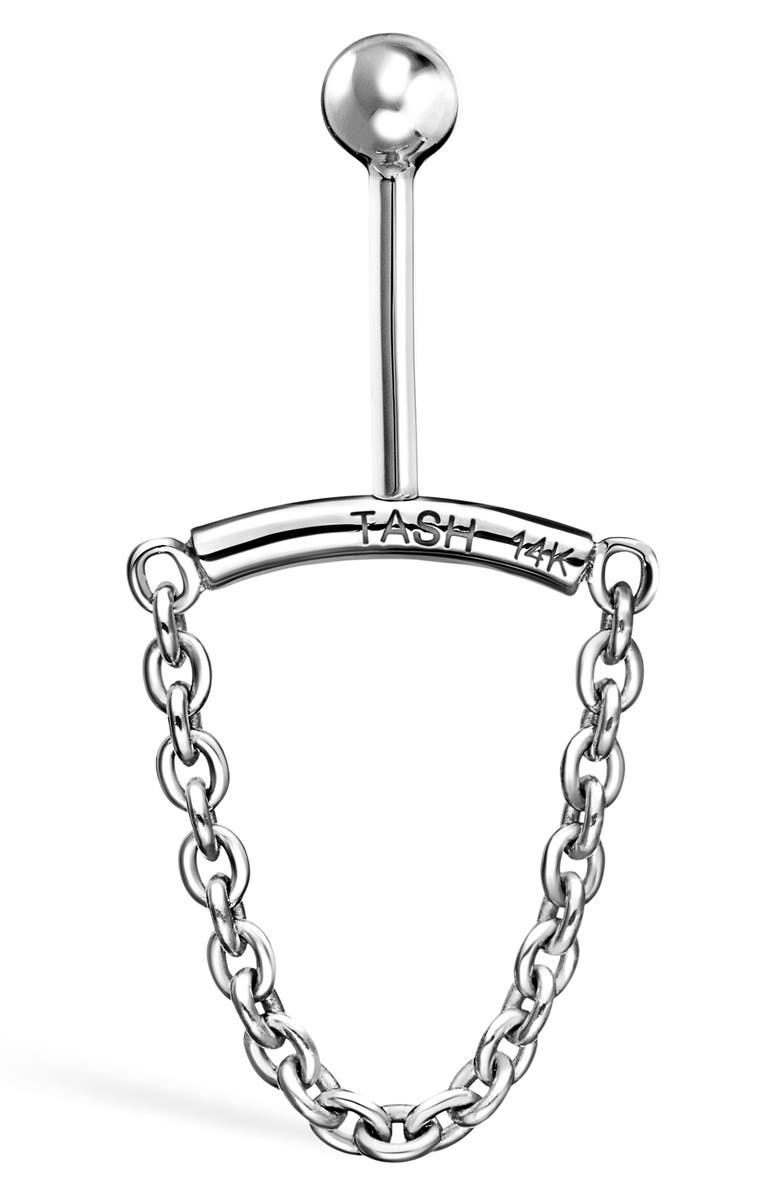 MARIA TASH Single Chain Drape Stud Earring, Alternate, color, White Gold