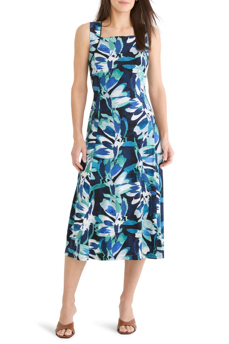 Giverny Knit Blanche Midi Dress, Main, color, GREEN MULTI