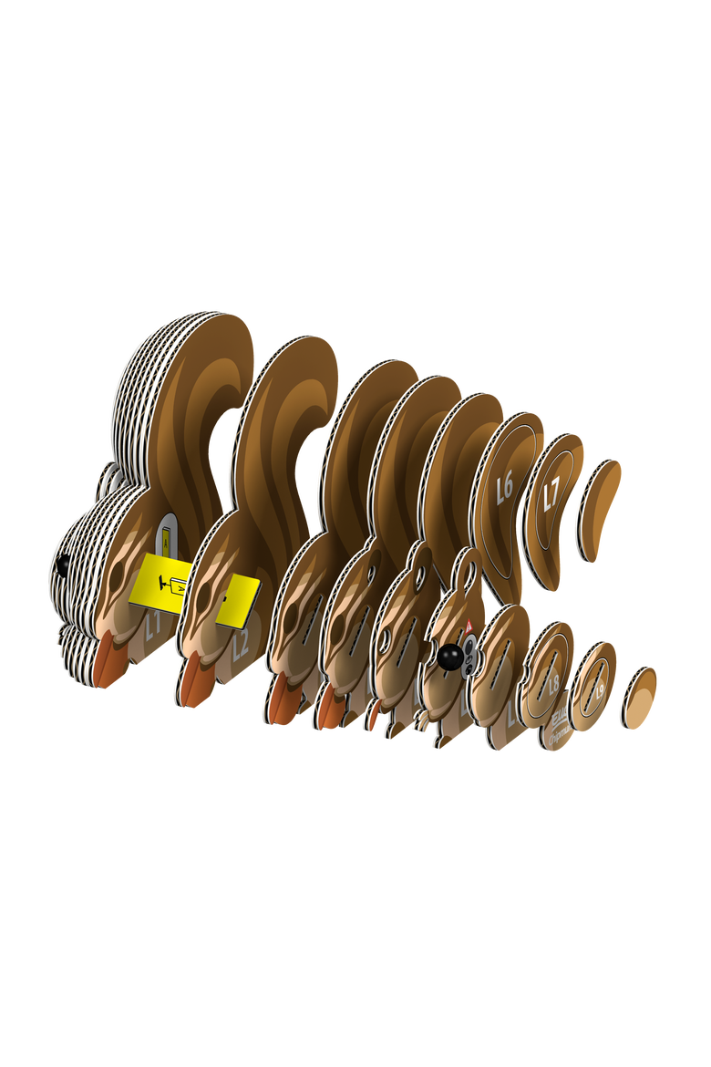 Chipmunk 3D Puzzle, Alternate, color, No Color