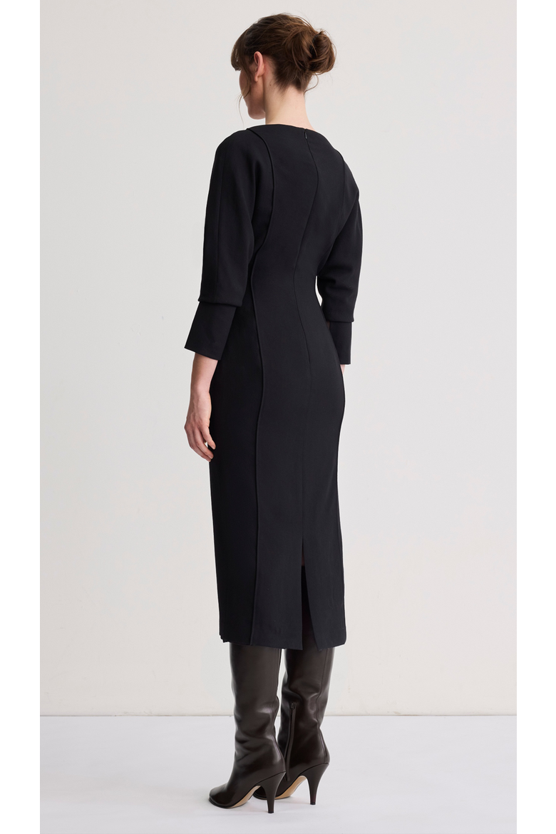 Draped Dolman Dress, Alternate, color, Black Crepe