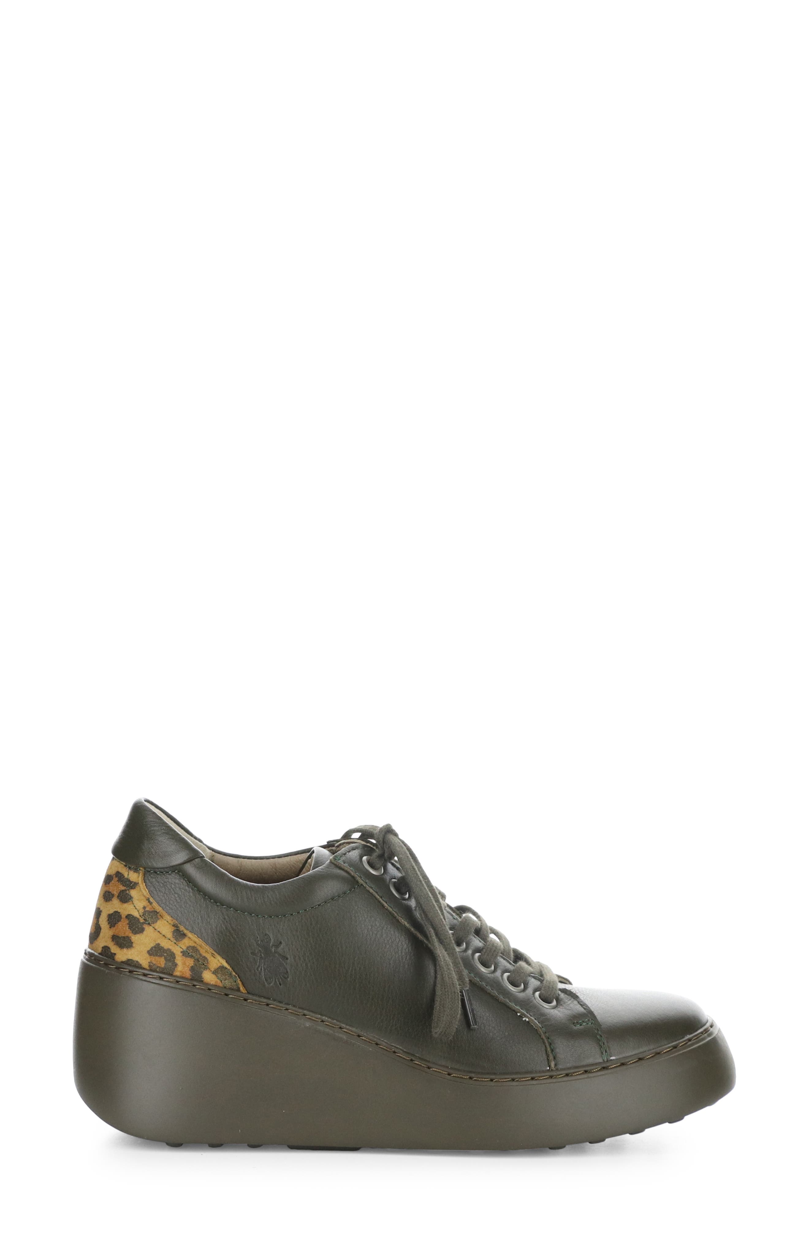 Dile Wedge Sneaker, Alternate, color, DARK GREEN/ CHEETAH