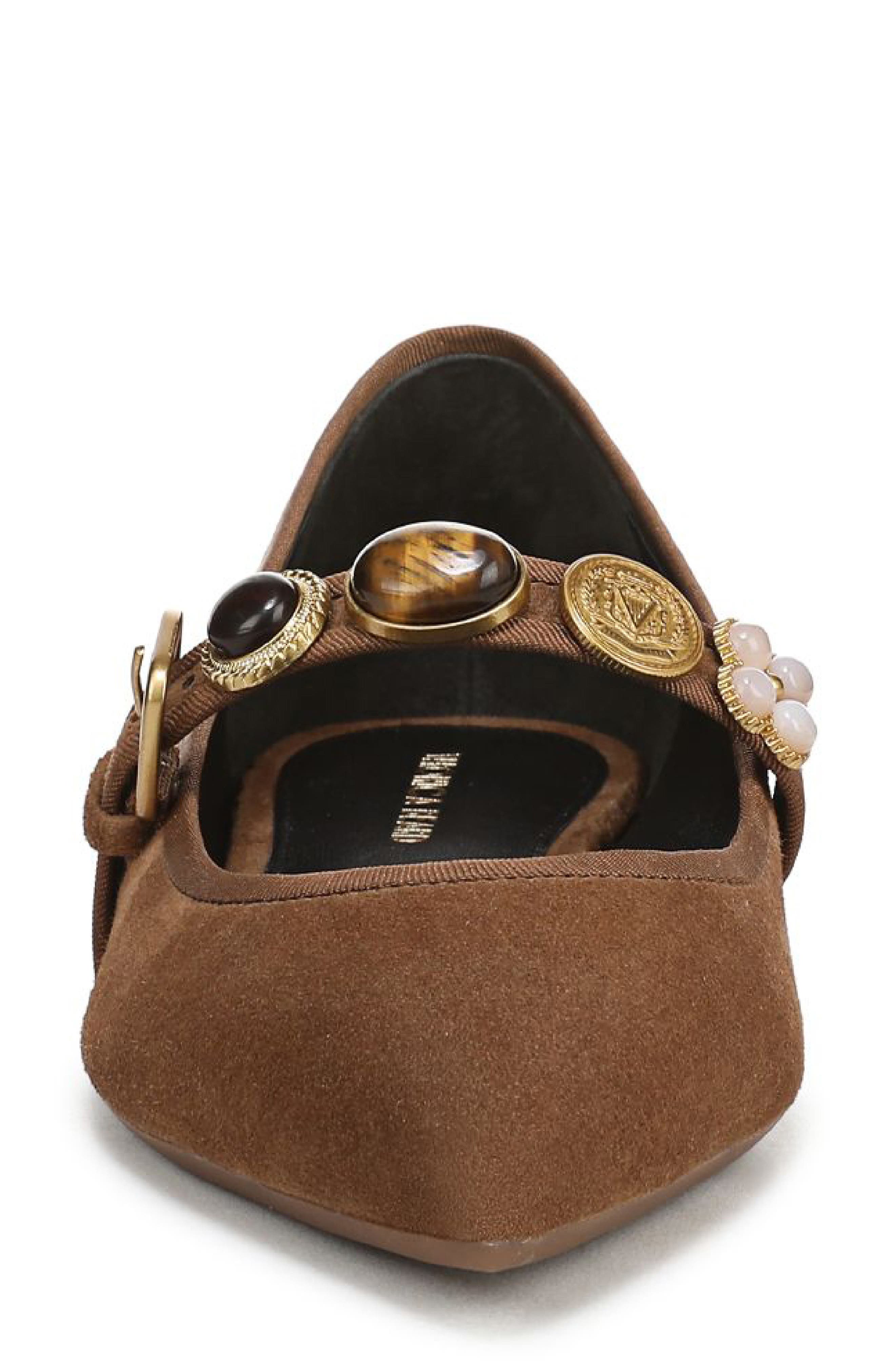 Veronica Beard Selene Charms Pointed Toe Flat, Alternate, color, Hazelwood