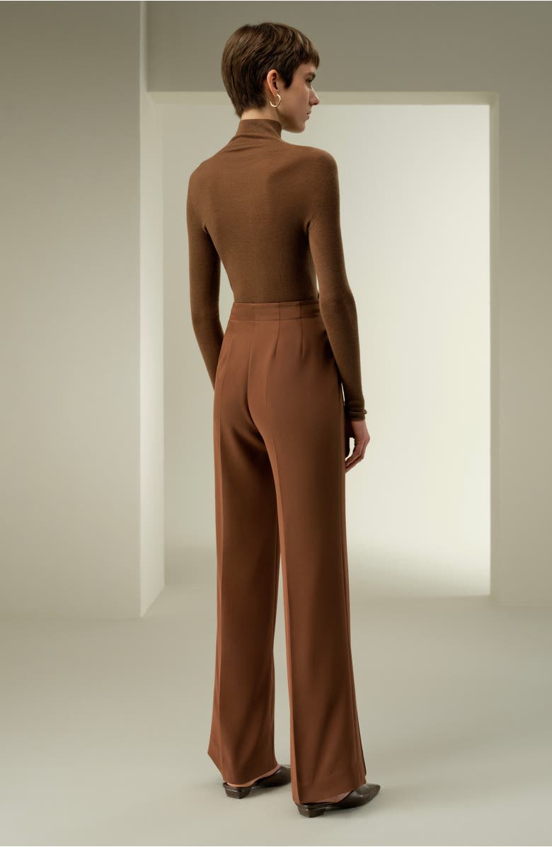 Lilysilk Minimalist Stretch Silk Crêpe Pant, Alternate, color, Espresso