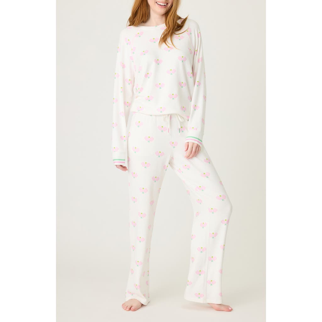 Shop Pj Salvage Peachy Par Jersey Pajamas In Ivory