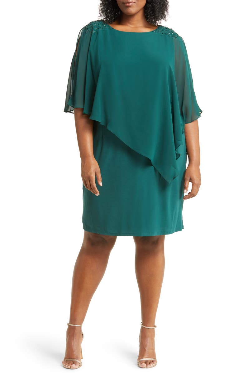 SL FASHIONS Beaded Popover Dress, Main, color,