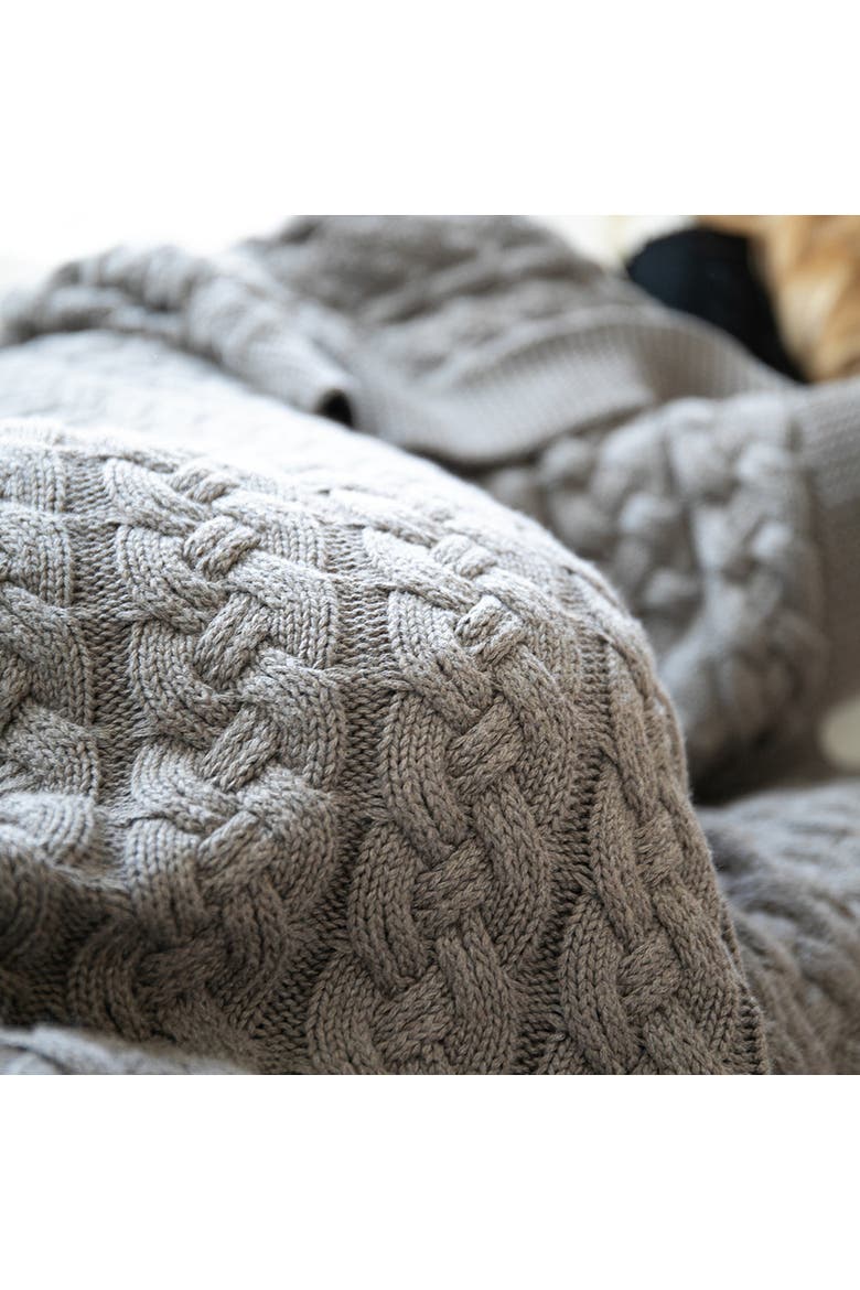 Double Cable Organic Cotton Throw Blanket, Alternate, color, Dark brown