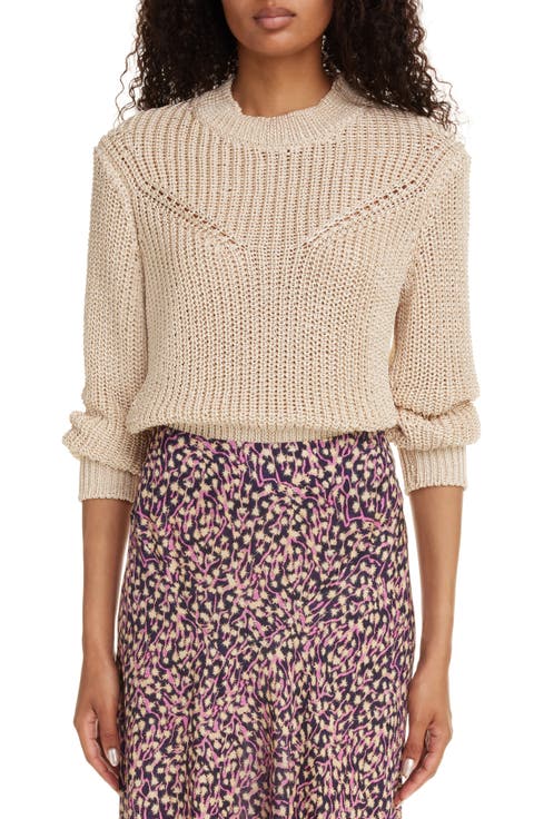 Isabel Marant Noelia Laced Rib Crewneck Sweater | Neiman Marcus