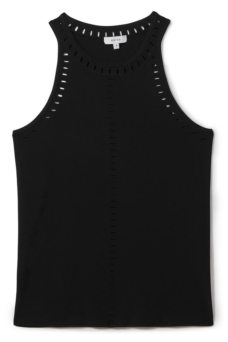 Cammi Perforated Racerback Sweater Tank, Alternate, color, BLACK