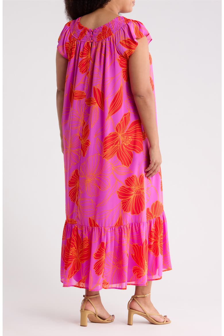 Blakely Floral Jane Midi Dress, Alternate, color, ORANGE-PINK-MULTI