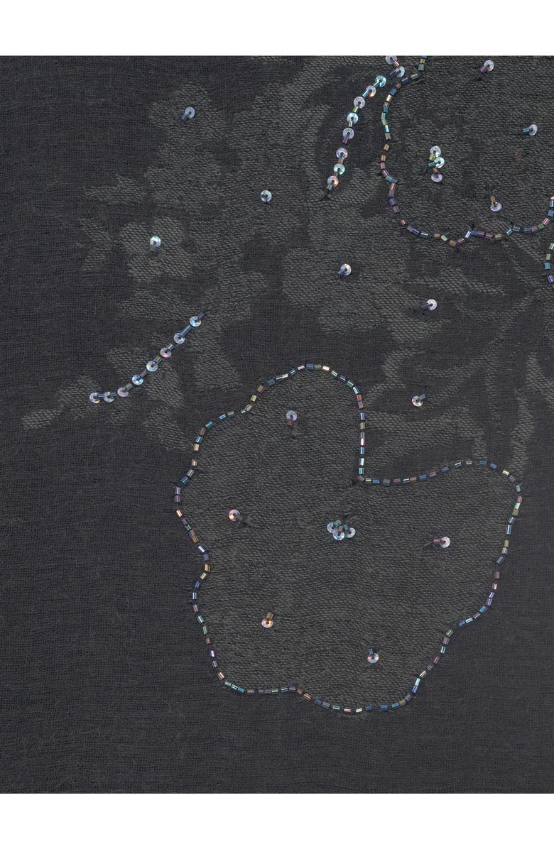 GERARD DAREL Rosetta Sequin Embroidered Floral Scarf, Alternate, color, Black