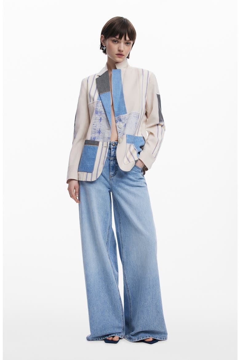 Patchwork Blazer, Alternate, color, WHITE