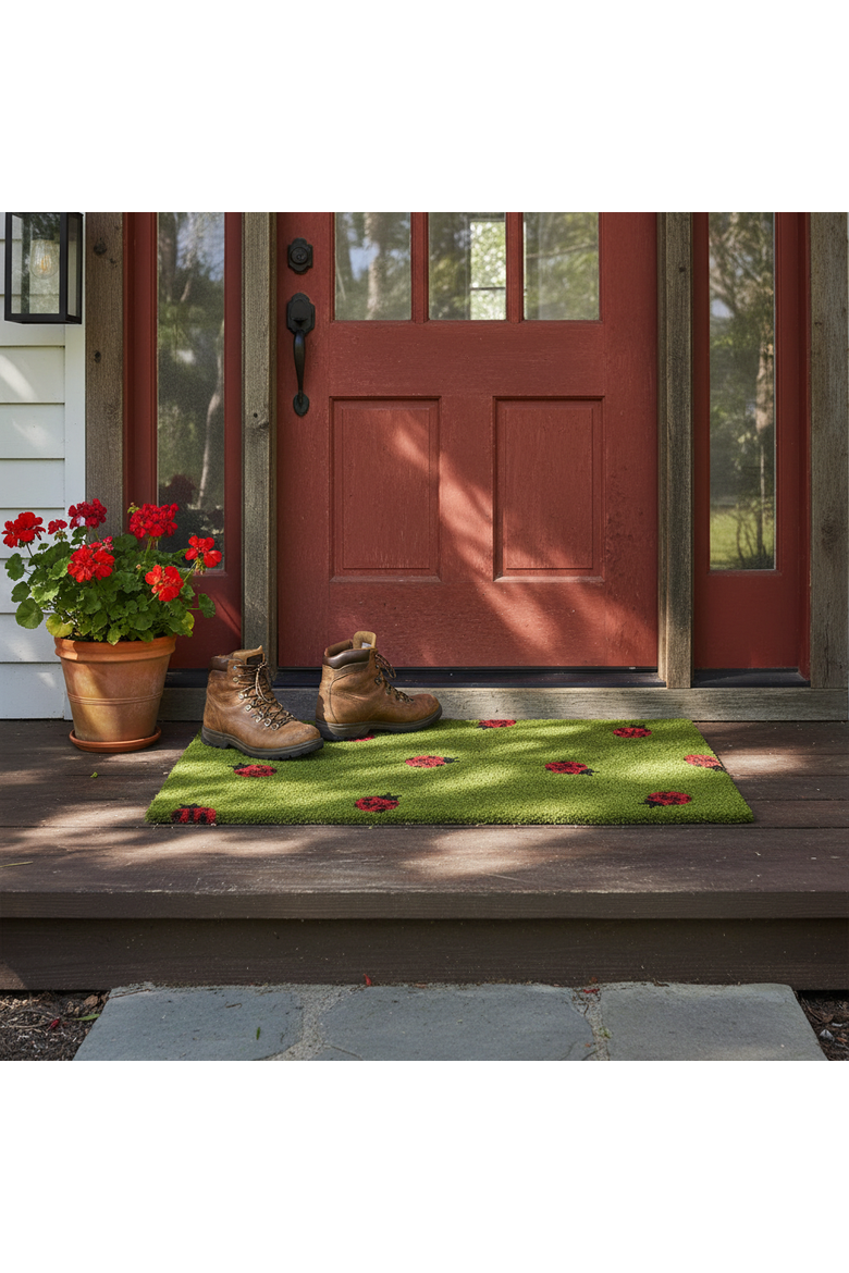 Ladybug Coir Mat Green Multi Coir Summer, Alternate, color, Green