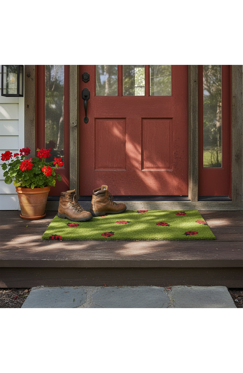 tag Ladybug Coir Mat Green Multi Coir Summer, Alternate, color, Green