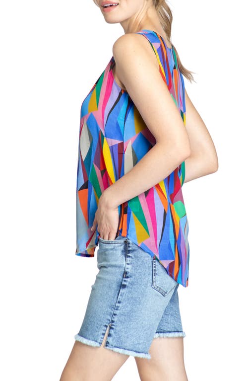 Apny Print V-neck Tank In Blue Multi
