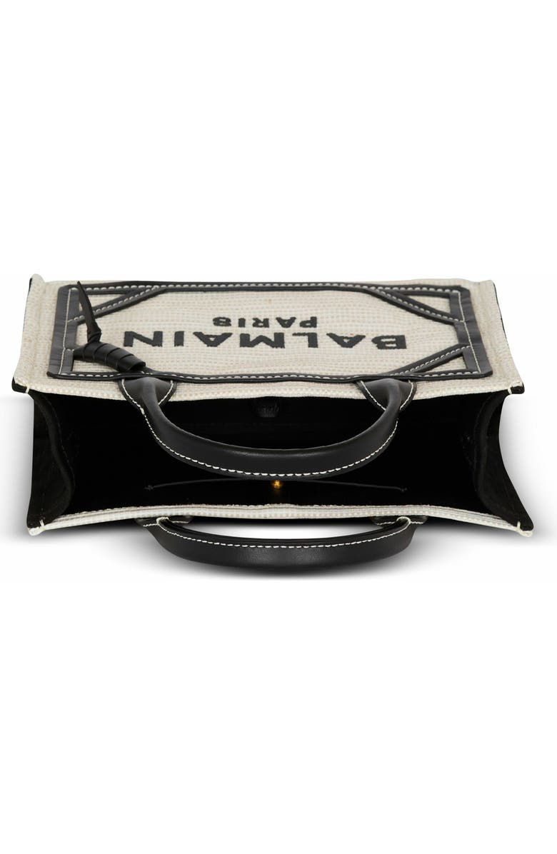 Balmain Small Raffia B-Army Tote Bag, Alternate, color,