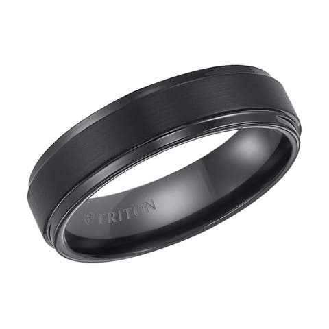 6MM Tungsten Carbide Ring with Satin Finish Center and Step Edge