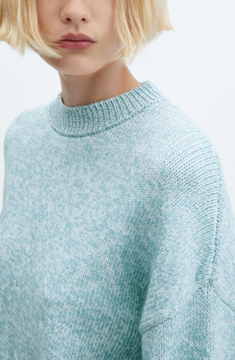 MANGO Drop Shoulder Crop Sweater, Alternate, color, Sky Blue