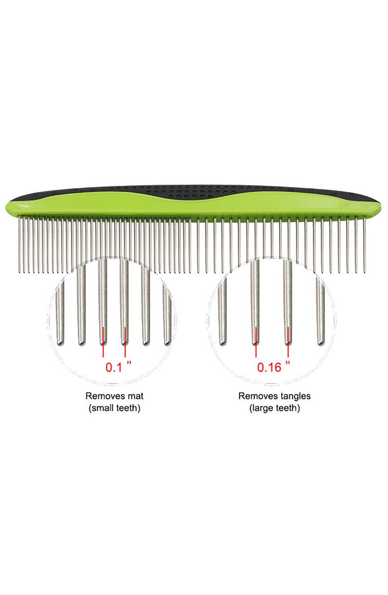 PET LIFE Grip Ease Wide and Narrow Tooth Grooming Pet Comb, Alternate, color, 