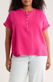 Caslon® Cotton Gauze Popover Top