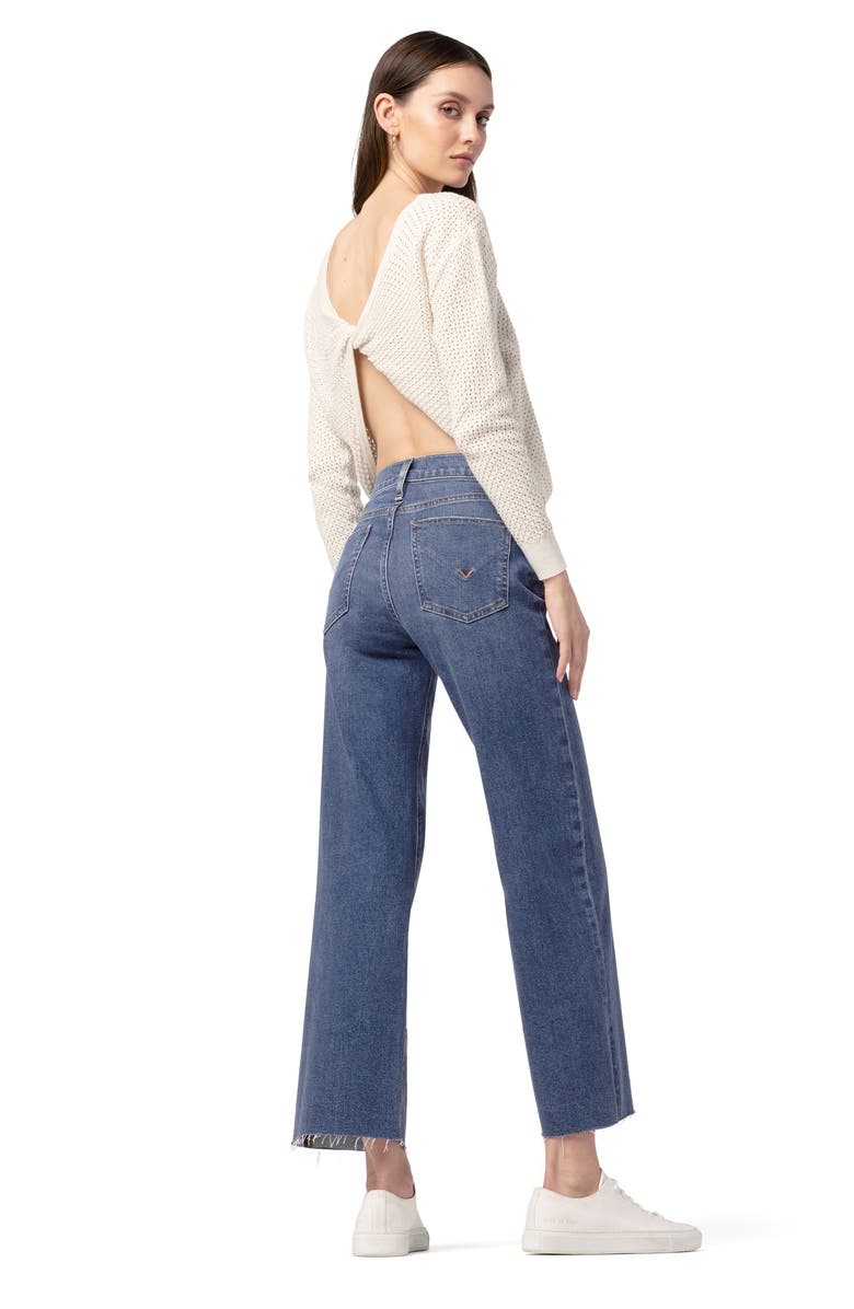 Hudson Jeans Rosie High Waist Raw Hem Stretch Ankle Wide Leg Jeans, Alternate, color, 