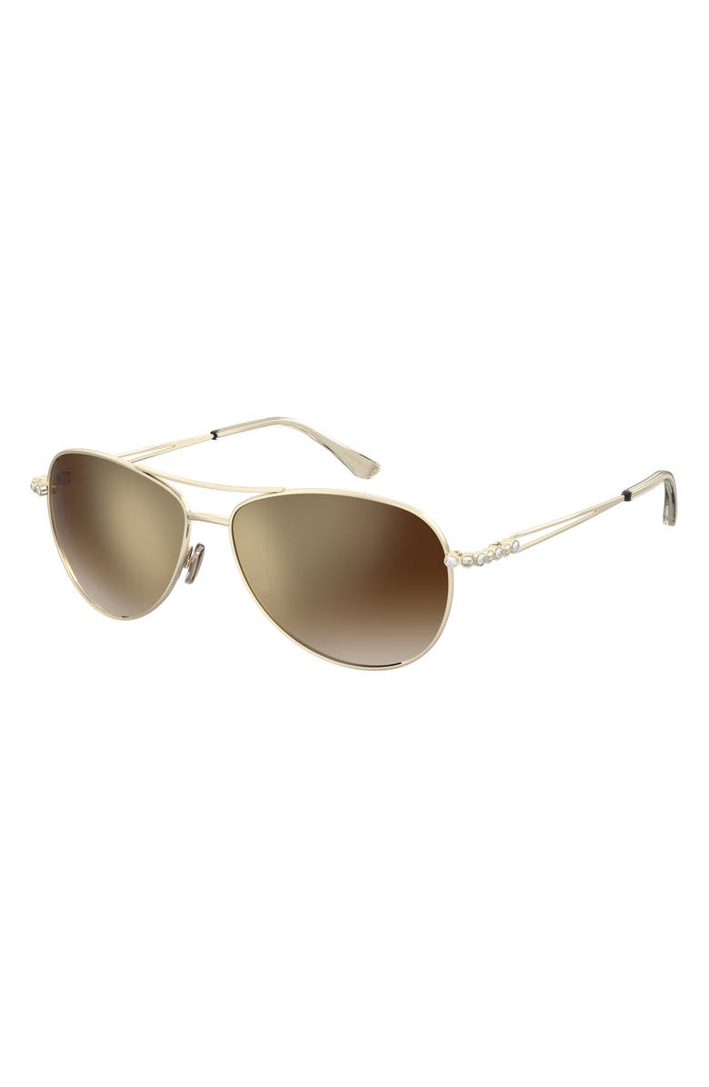 Stuart Weitzman 60mm Pilot Sunglasses, Alternate, color, Light Gold/ Brown Ss Gold