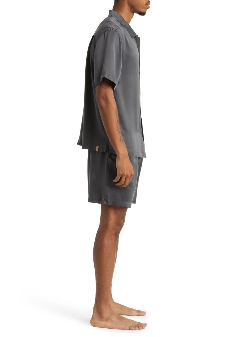 Washable Silk Button-Up Short Pajamas, Alternate, color, MEDITATIVE GREY