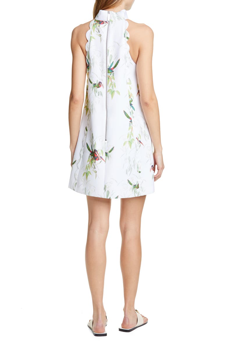 Toriat Tutti Frutti Scallop Trim Minidress, Alternate, color, WHITE