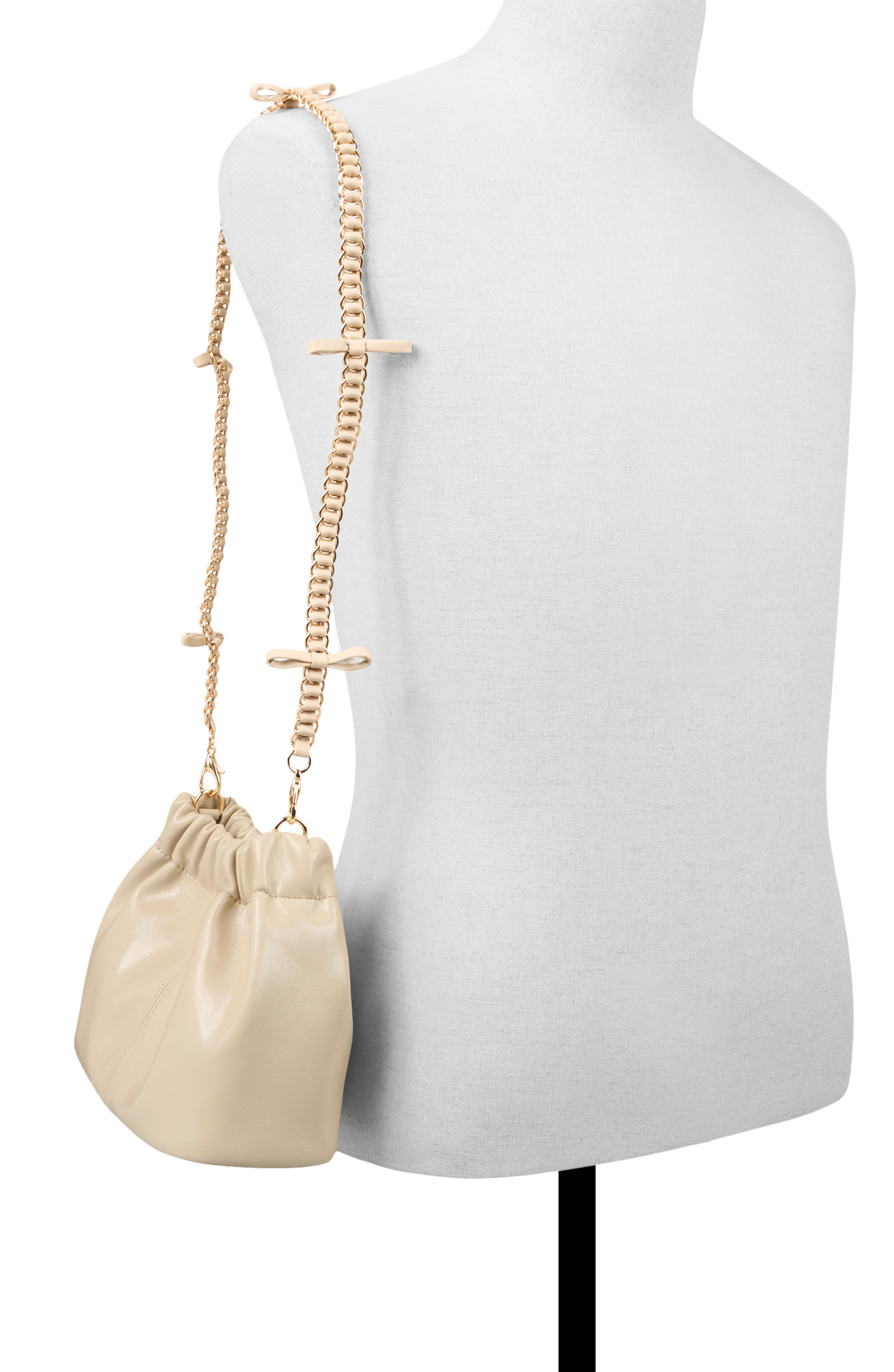 Ted Baker Essie Bow Strap Pouch Bag, Alternate, color, Paper Leather Shiny