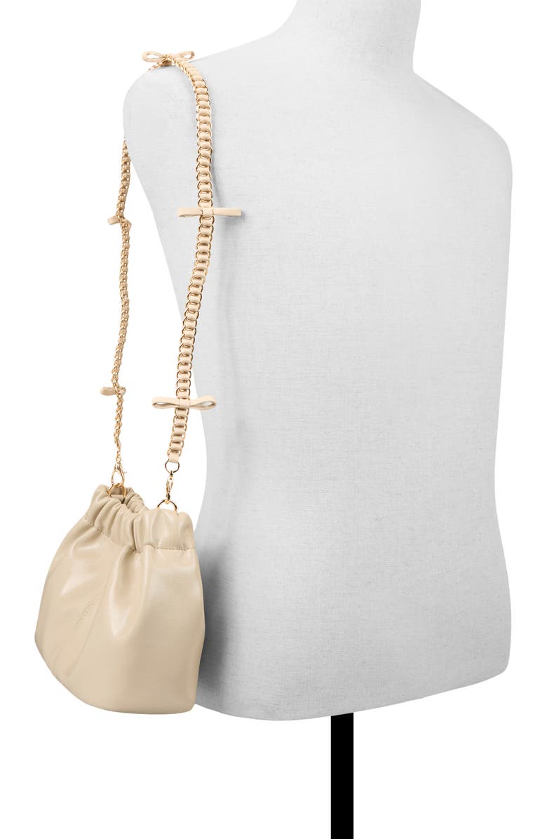 Ted Baker Essie Bow Strap Pouch Bag, Alternate, color, Paper Leather Shiny