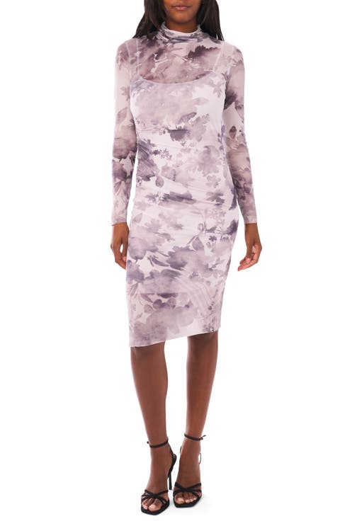 Ruched Long Sleeve Body-Con Dress