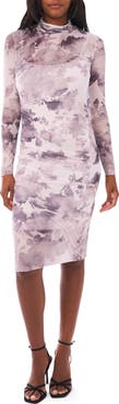 1.STATE Ruched Long Sleeve Body-Con Dress
