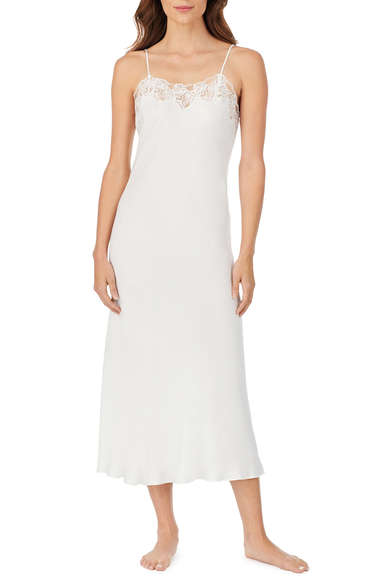 Eileen West Ballet Satin Nightgown - Winter White, Medium