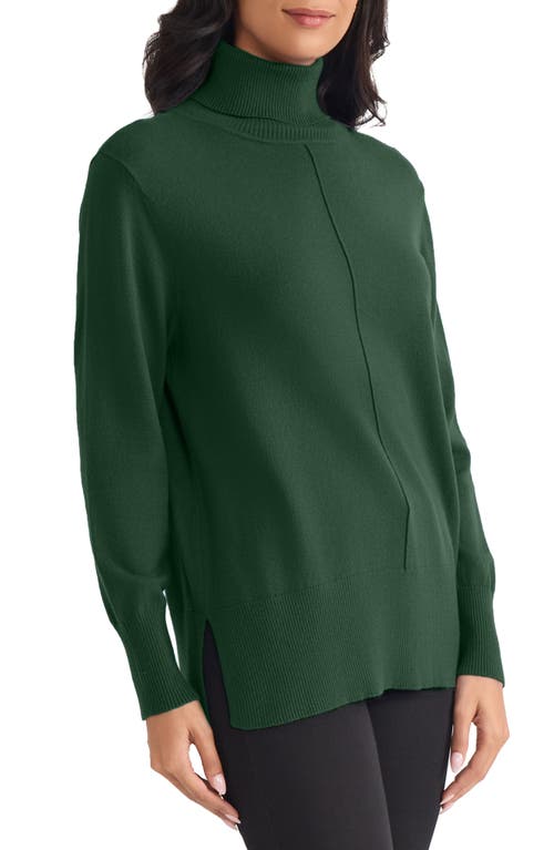 Jones New York Turtleneck Seam Front Bouclé Sweater In Green