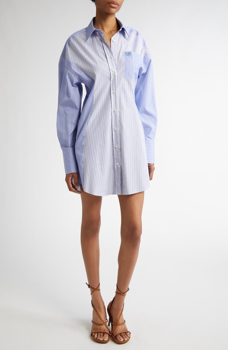 Stella McCartney Mixed Stripe Long Sleeve Cotton Shirtdress, Main, color, 