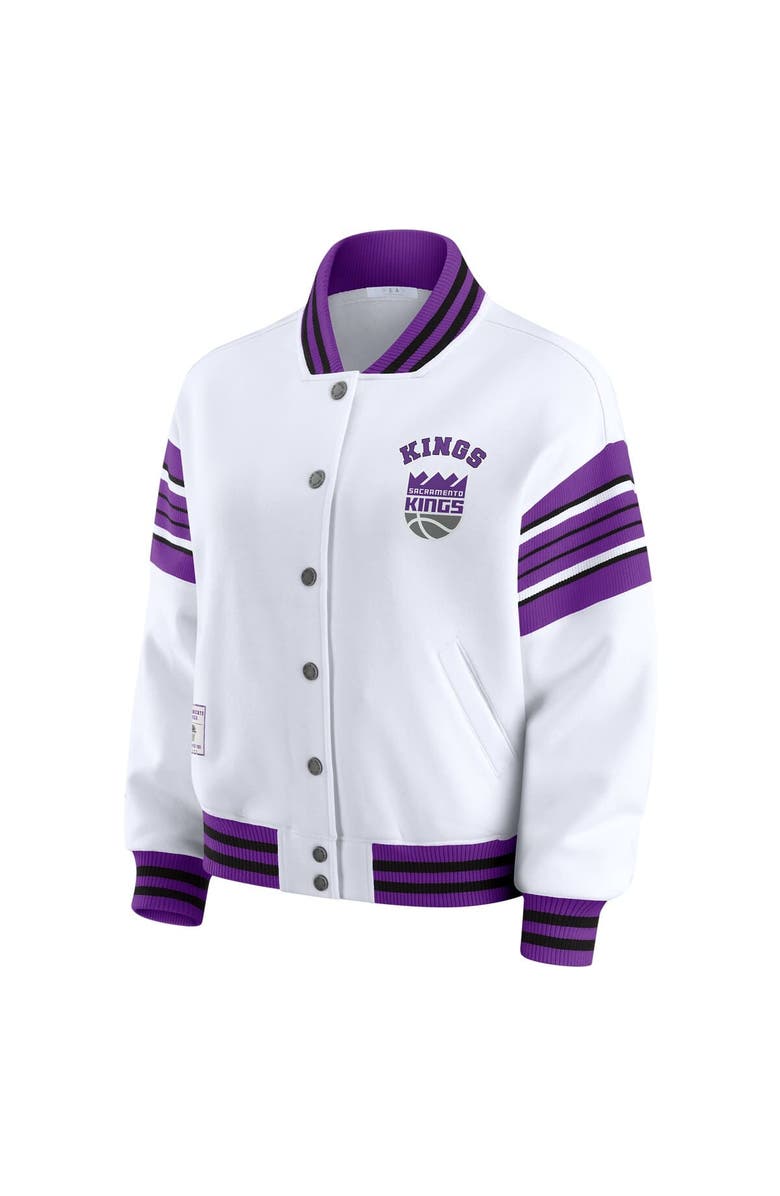 WEAR by Erin Andrews Women's WEAR by Erin Andrews White Sacramento Kings Snap Front Fleece Sweatshirt, Alternate, color, White