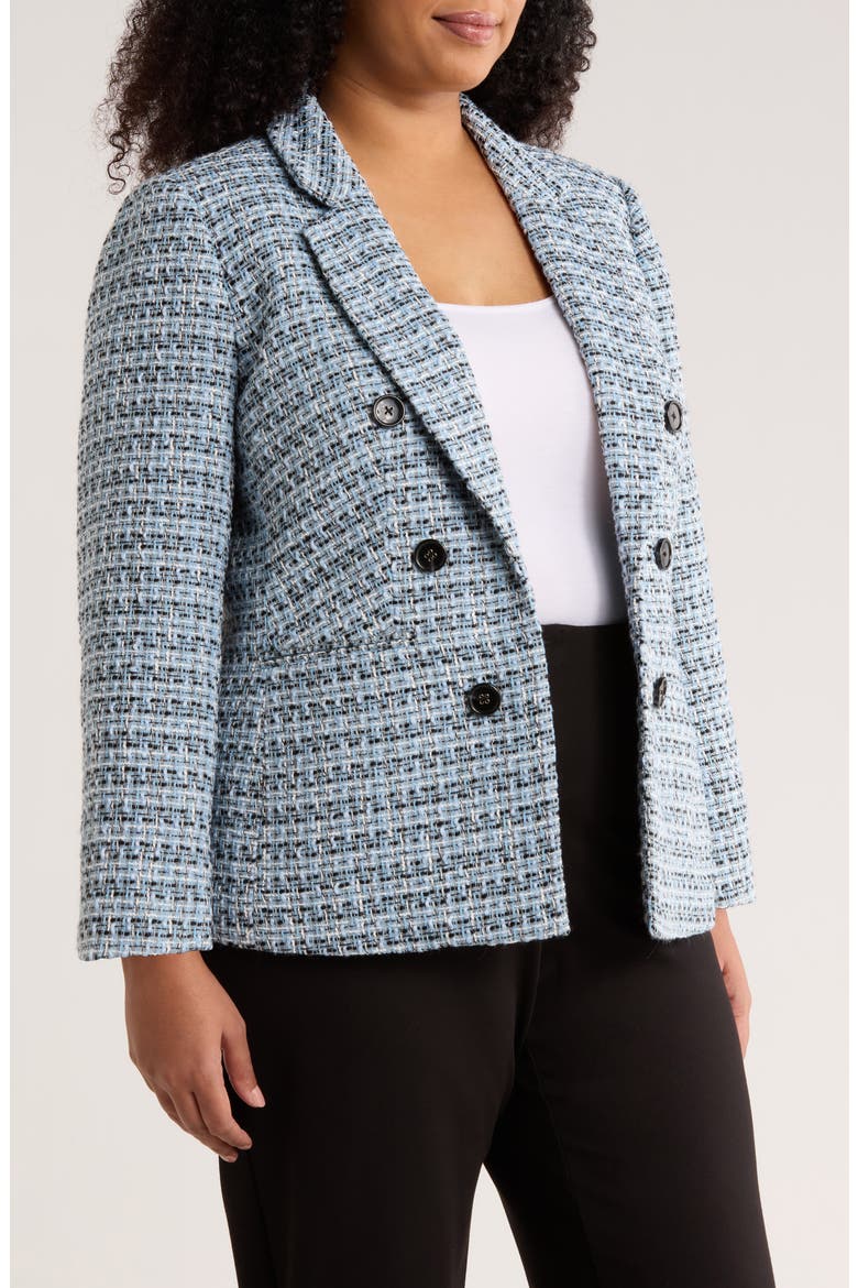 Faux Double Breasted Tweed Jacket, Alternate, color, LIGHT OXFORD BLUE MULTI