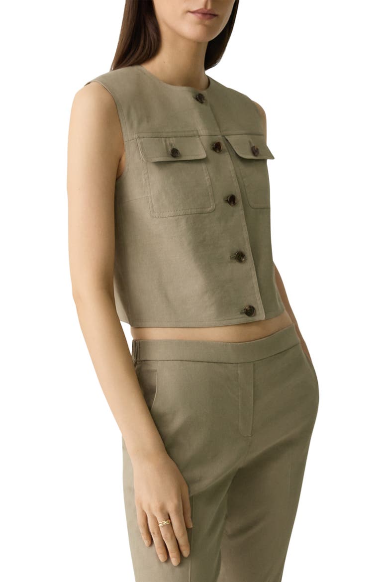 Linen Blend Trucker Vest, Alternate, color, SOFT TAUPE